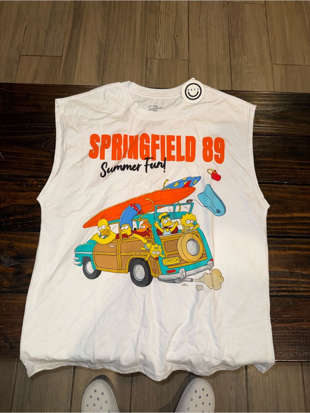 Neff Simpsons Springfield 89 Summer Fun white cotton & polyester tank top